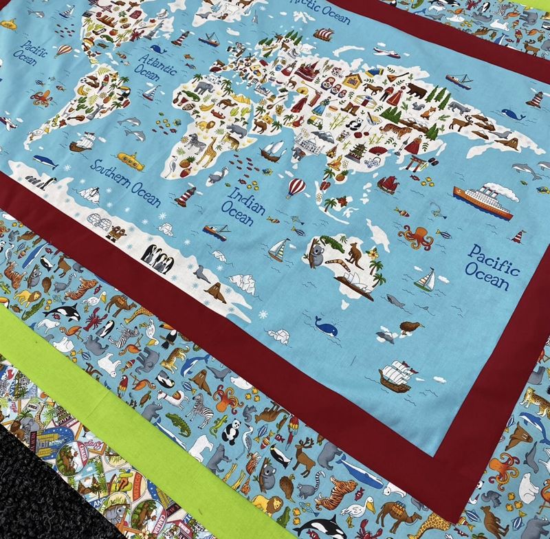 iQuilt World Map Blue Wall Hanging Kit - R123