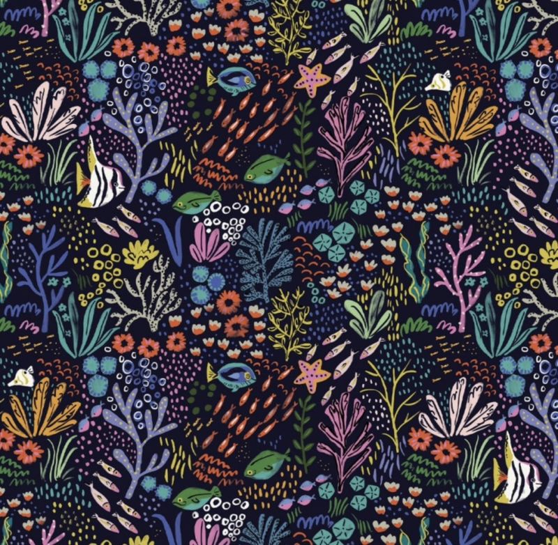 Dashwood - Aquatic Paradise - Louise Cunningham - AQUA2098-Black - Reef Scene Of Black - W00.2