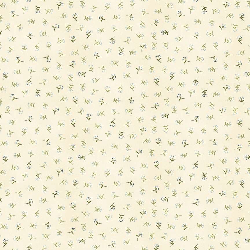 Makower - Tranquility - 2414-B - Sprig - Blue - W07.5