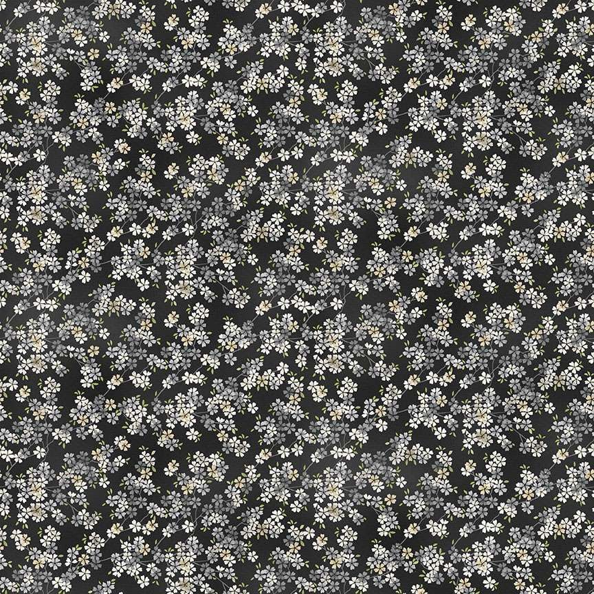 Makower - Tranquility - 2410-S8 - Cherry Blossoms - Grey On Charcoal - W07.5 Makower - Tranquility - 2410-S8 - Cherry Blossoms - Grey On Charcoal - W07.5