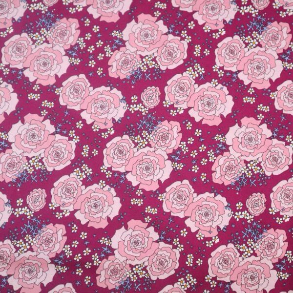 The Crafty Lass - Midnight Meadows - 3347-04 - Purple Flowers On Maroon - W07.2