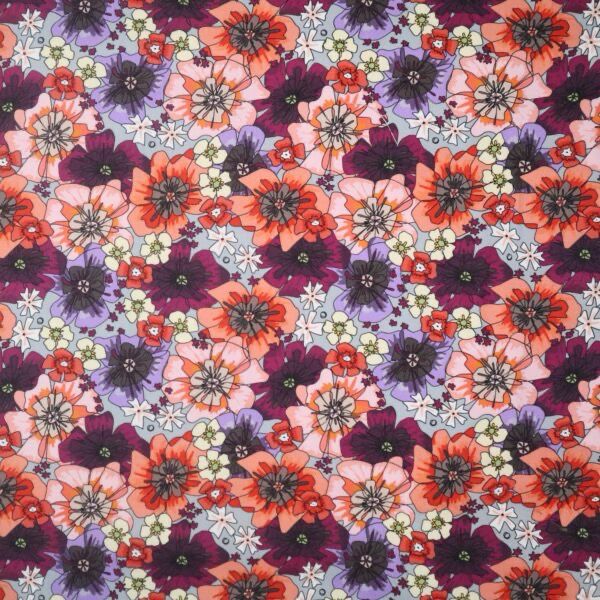 The Crafty Lass - Field Of Memories - 2936-05 - Purple Flowers On Grey - W07.2
