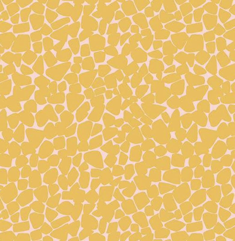 Makower - Stephanie Organes - Memories Unfolded - 1432-Y - Plymouth - Mustard On Pink - 25cm By WoF - R1