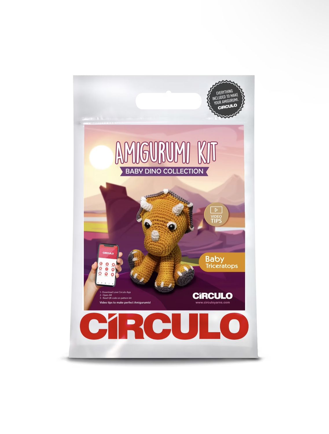 Circulo - Amagarumi - Baby Triceratops - Crochet Kit