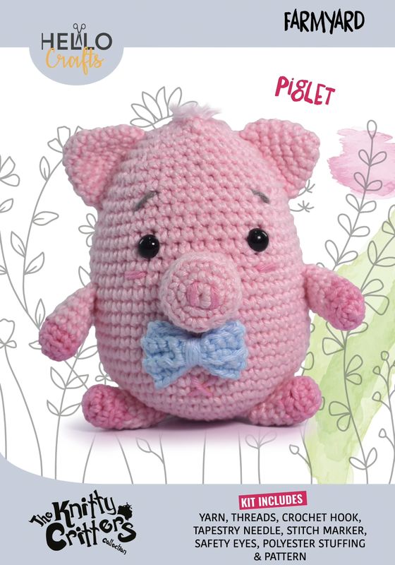 Hello Crafts - Knitted Critters - Farmyard - Piglet - Crochet Kit - Amagarumi Hello Crafts - Knitted Critters - Farmyard - Piglet - Crochet Kit - Amagarumi
