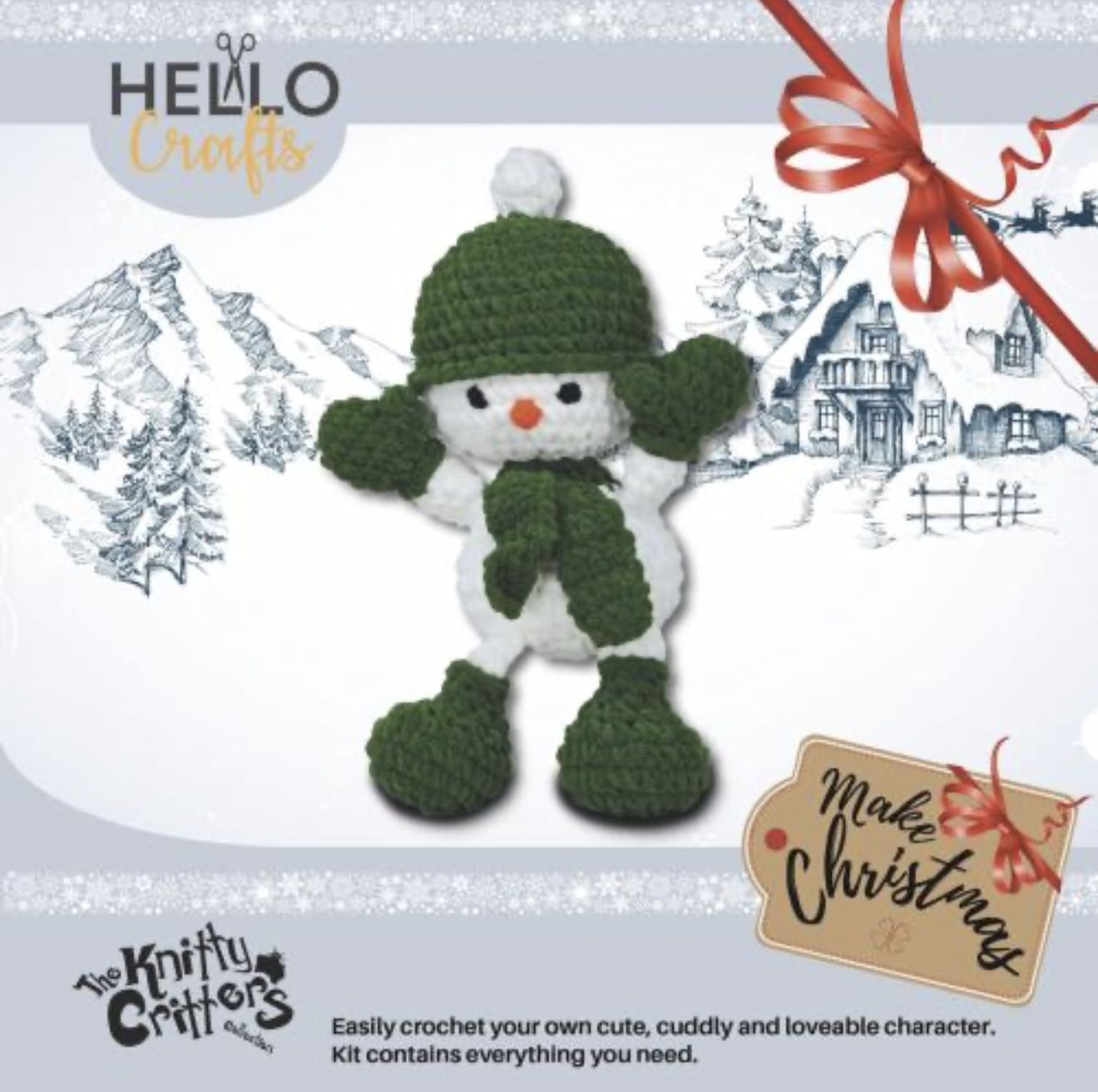 Hello Crafts - Knitted Critters - Make Christmas - Jolly the Snowman - Crochet Kit - Amagarumi Hello Crafts - Knitted Critters - Make Christmas - Jolly the Snowman - Crochet Kit - Amagarumi