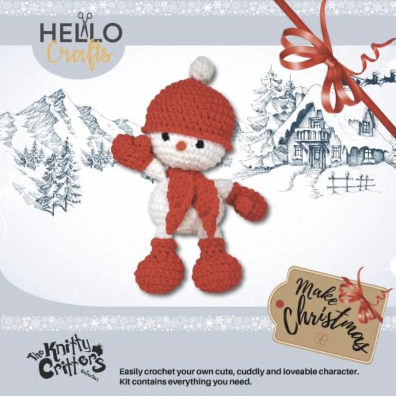 Hello Crafts - Knitted Critters - Make Christmas - Twinkle the Snowman - Crochet Kit - Amagarumi Hello Crafts - Knitted Critters - Make Christmas - Twinkle the Snowman - Crochet Kit - Amagarumi
