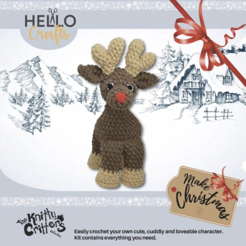 Hello Crafts - Knitted Critters - Make Christmas - Holly the Reindeer - Crochet Kit - Amagarumi Hello Crafts - Knitted Critters - Make Christmas - Holly the Reindeer - Crochet Kit - Amagarumi