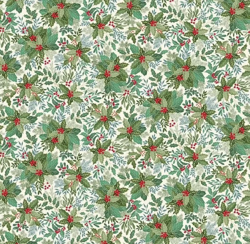 Makower - Good Tidings - Holly Cream - 107-Q - W15.2 - Christmas Makower - Good Tidings - Holly Cream - 107-Q - W15.2 - Christmas