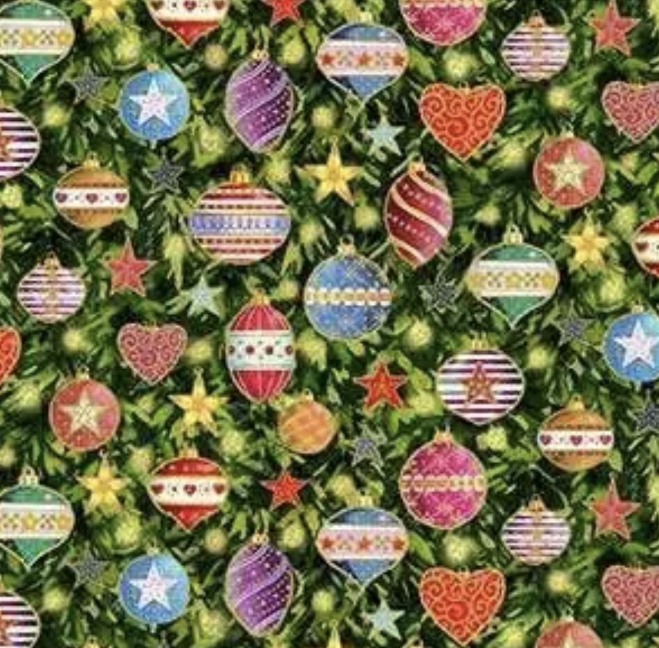 Makower - Jolly St Nick - Baubles Dark Green - 124-1 - W15.2 - Christmas Makower - Jolly St Nick - Baubles Dark Green - 124-1 - W15.2 - Christmas