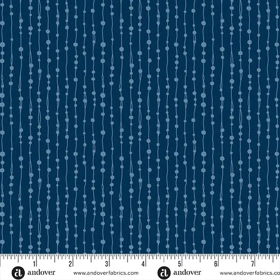 Andover Fabrics - Kim Schaefer - Whimsy - 1659-B - Beaded Curtain - Navy - W10.5