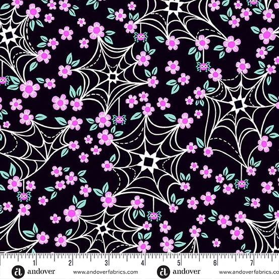 Andover - Halloween - Ghostly Garden - 10198-K - KP Creates - Web And Bloom - Black - W02.2