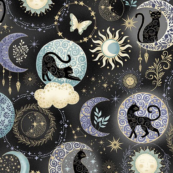 Makower - Charmed - Twilight - Black - 196-X - W02.3 Makower - Charmed - Twilight - Black - 196-X - W02.3