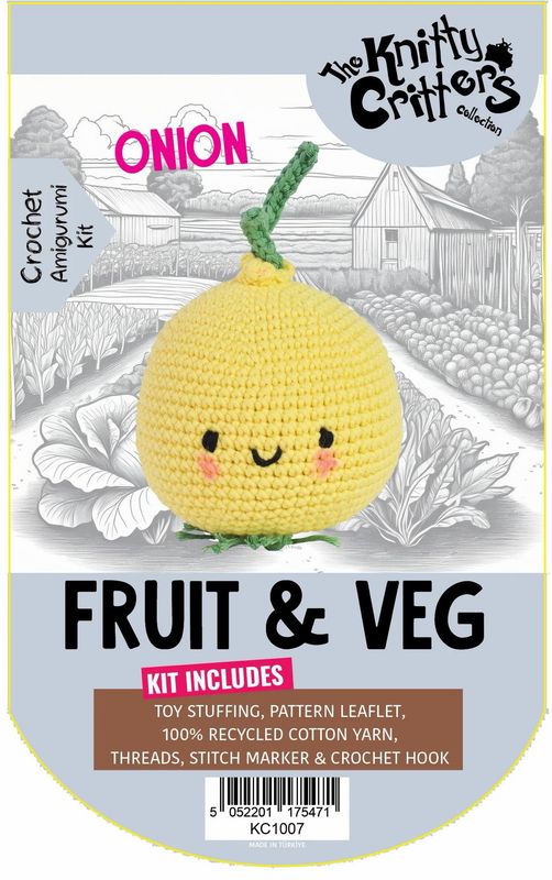 Hello Crafts - Knitty Critters - Pouch Pals - Fruit & Vegetable - Onion - KC1007 - Amigurumi Crochet Kit - UndBrd