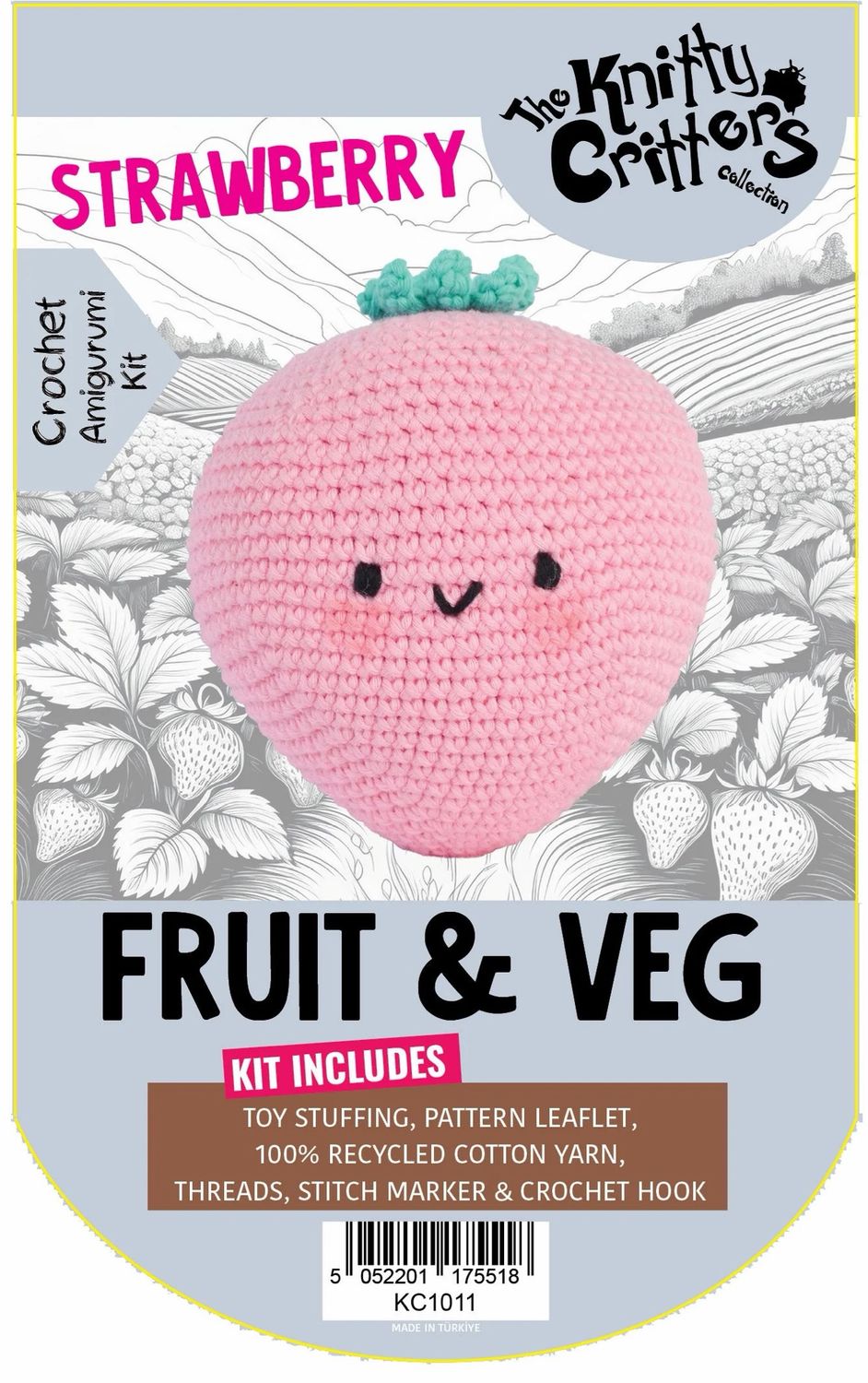 Hello Crafts - Knitty Critters - Pouch Pals - Fruit & Vegetable - Strawberry - KC1011 - Amigurumi Crochet Kit - UndBrd Hello Crafts - Knitty Critters - Pouch Pals - Fruit & Vegetable - Strawberry - KC1011 - Amigurumi Crochet Kit - UndBrd