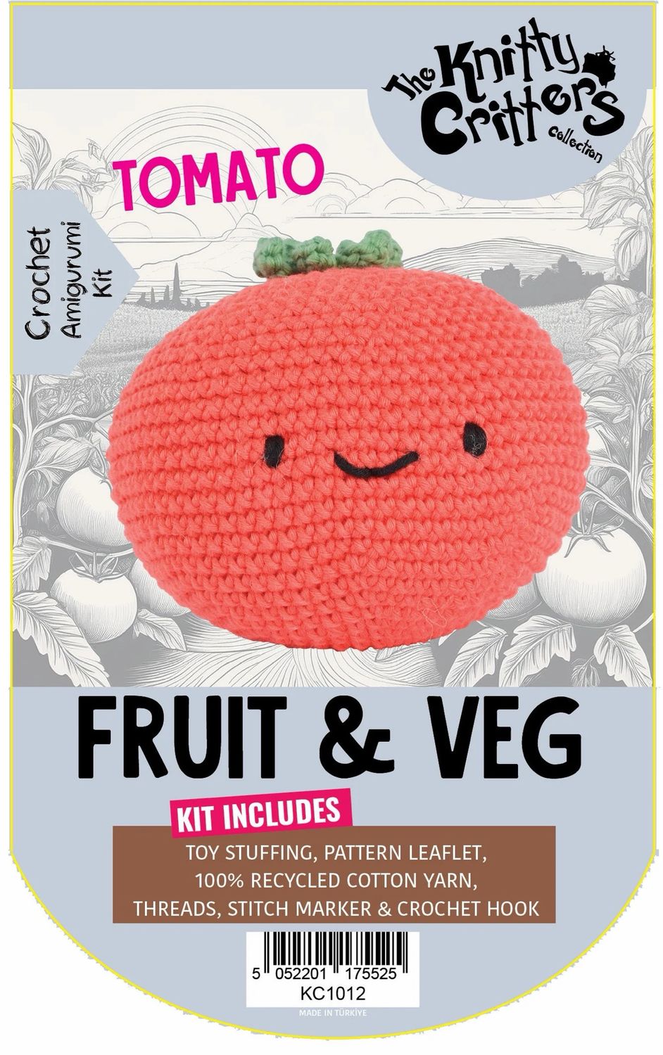 Hello Crafts - Knitty Critters - Pouch Pals - Fruit & Vegetable - Tomato - KC1012 - Amigurumi Crochet Kit - UndBrd Hello Crafts - Knitty Critters - Pouch Pals - Fruit & Vegetable - Tomato - KC1012 - Amigurumi Crochet Kit - UndBrd