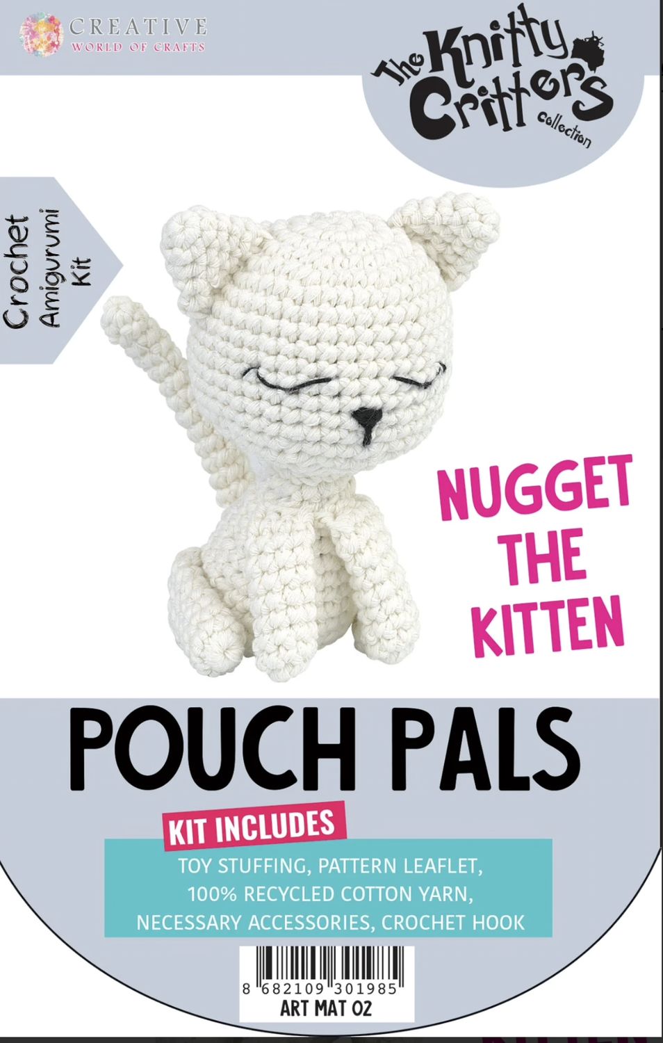 Hello Crafts - Knitty Critters - Pouch Pals - Nugget The Kitten - KC786 - Amigurumi Crochet Kit - UndBrd