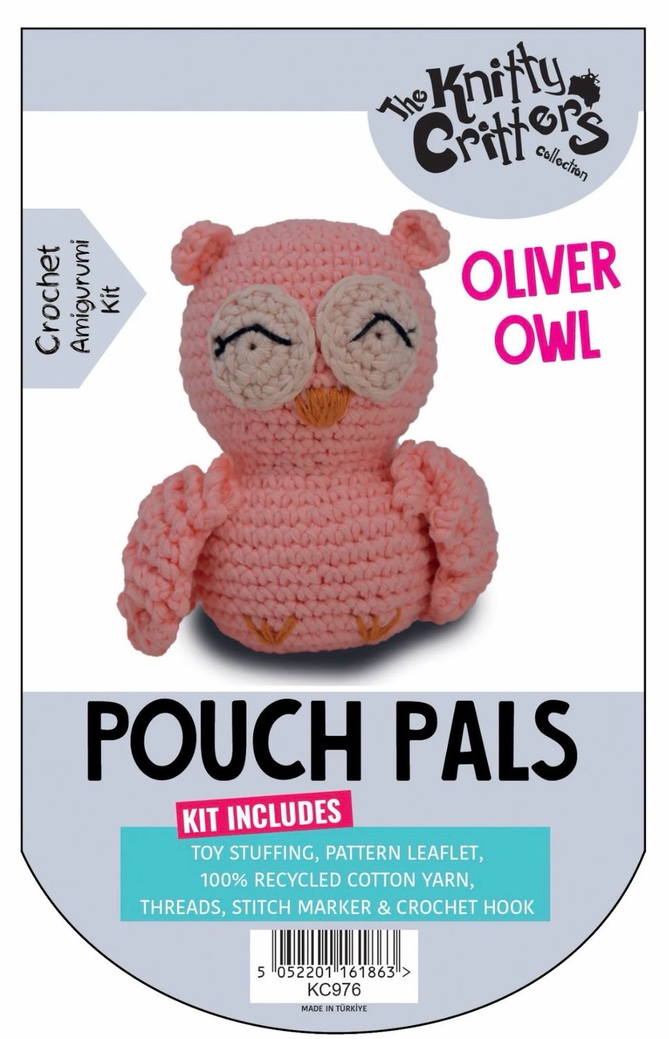 Hello Crafts - Knitty Critters - Pouch Pals - Oliver The Owl - KC956 - Amigurumi Crochet Kit - UndBrd