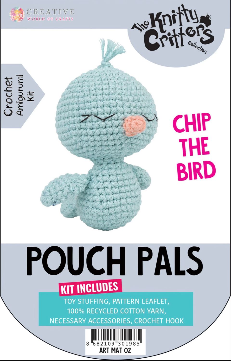 Hello Crafts - Knitty Critters - Pouch Pals - Chip the Bird - KC781 - Amigurumi Crochet Kit - UndBrd