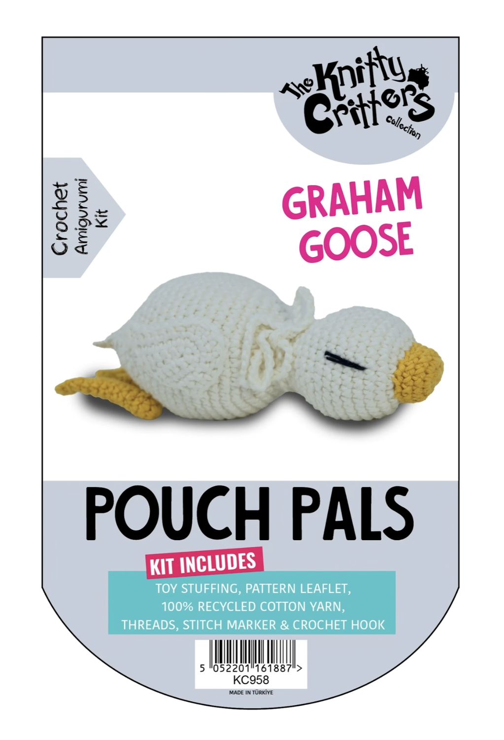 Hello Crafts - Knitty Critters - Pouch Pals - Graham The Goose - KC958 - Amigurumi Crochet Kit - UndBrd