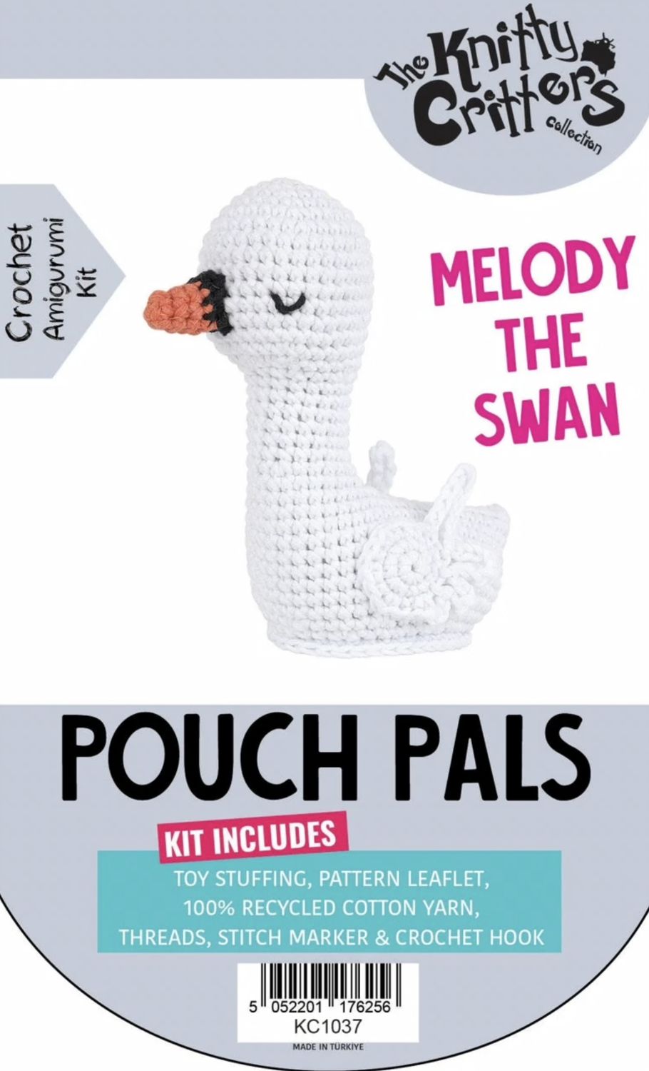 Hello Crafts - Knitty Critters - Pouch Pals - Melody The Swan - KC1037 - Amigurumi Crochet Kit - UndBrd