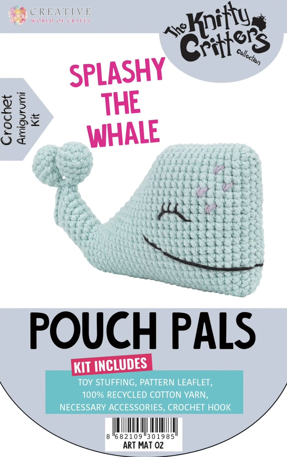 Hello Crafts - Knitty Critters - Pouch Pals - Splashy The Whale - KC791 - Amigurumi Crochet Kit - UndBrd