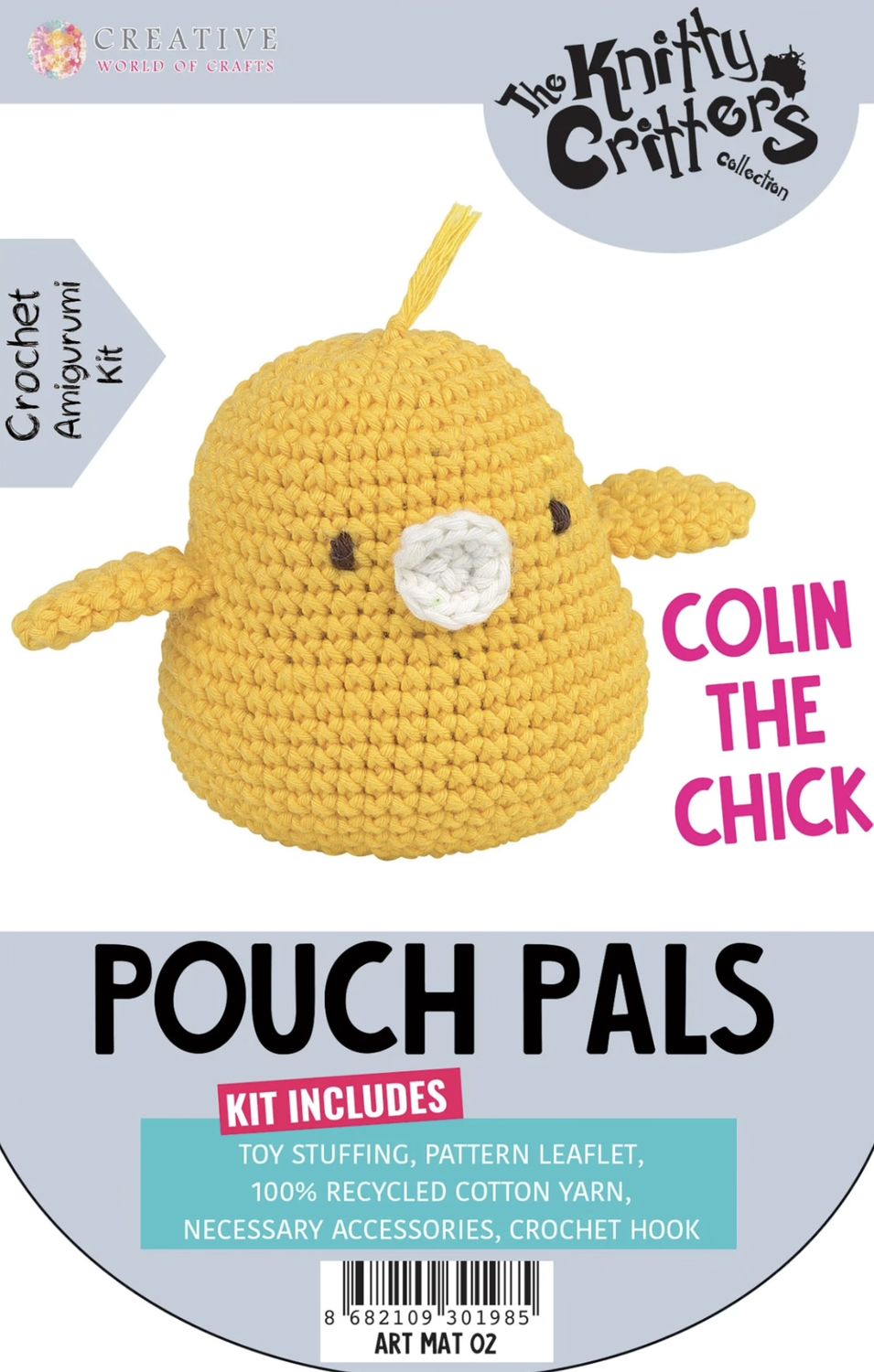 Hello Crafts - Knitty Critters - Pouch Pals - Colin The Chick - KC782 - Amigurumi Crochet Kit - UndBrd