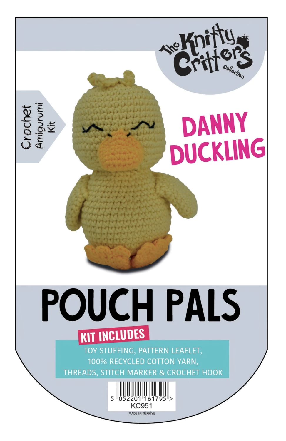 Hello Crafts - Knitty Critters - Pouch Pals - Danny Duckling - KC951 - Amigurumi Crochet Kit - UndBrd