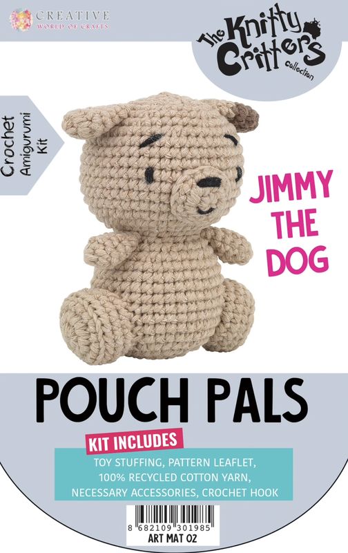Hello Crafts - Knitty Critters - Pouch Pals - Jimmy The Dog - KC784 - Amigurumi Crochet Kit - UndBrd