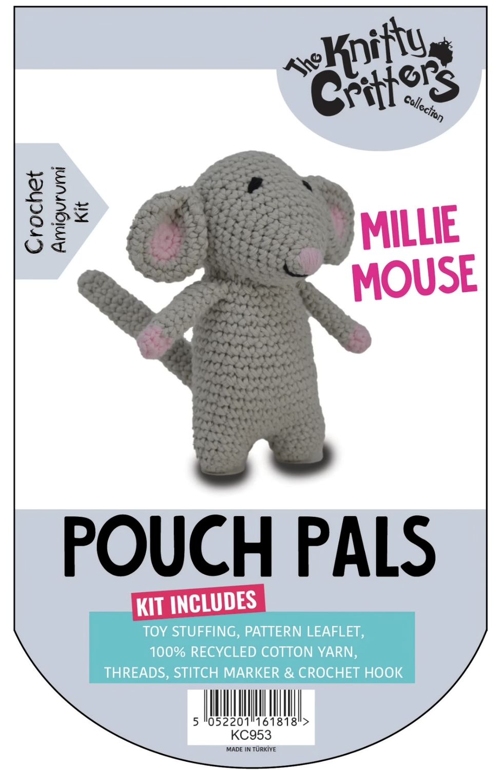 Hello Crafts - Knitty Critters - Pouch Pals - Milly Mouse - KC953 - Amigurumi Crochet Kit - UndBrd