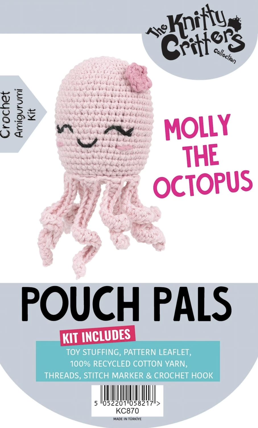 Hello Crafts - Knitty Critters - Pouch Pals - Molly The Octopus - KC870 - Amigurumi Crochet Kit - UndBrd