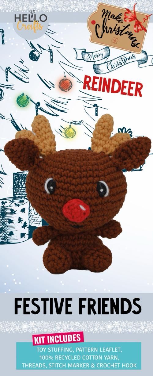 Hello Crafts - Knitty Critters - Make Christmas - Rudolph - KC926 - Crochet Kit - Amigurumi
