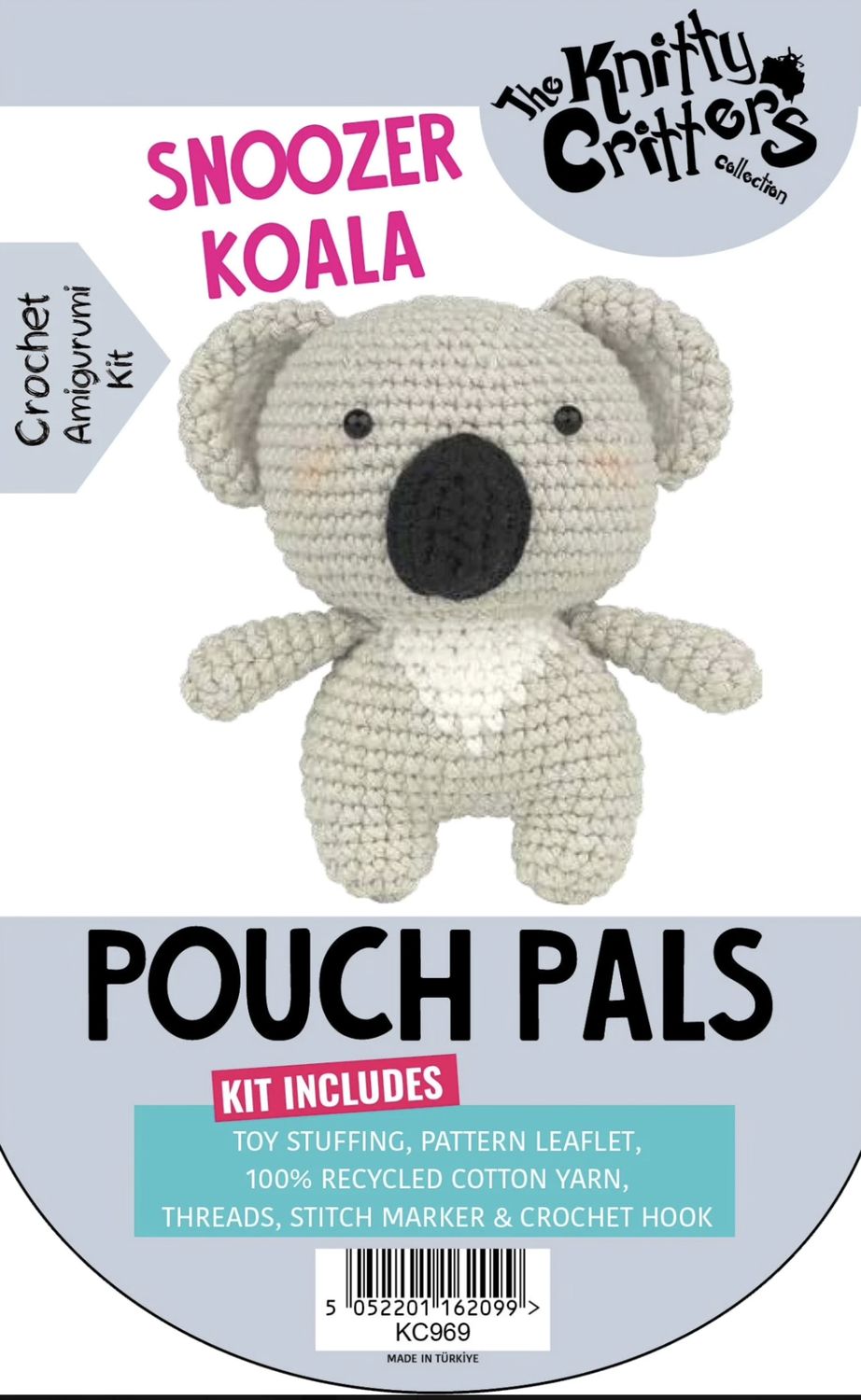 Hello Crafts - Knitty Critters - Pouch Pals - Snoozer The Koala - KC979 - Amigurumi Crochet Kit - UndBrd