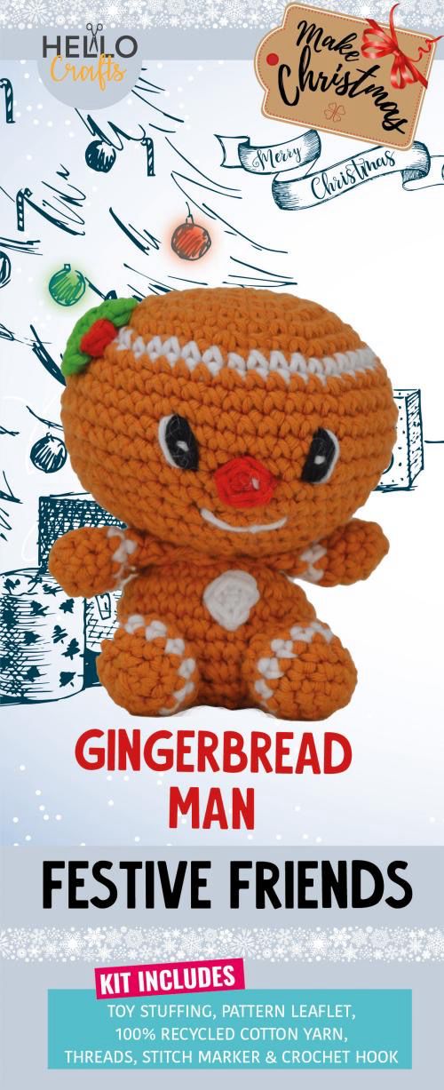 Hello Crafts - Knitty Critters - Make Christmas - Gingerbread Man - KC928 - Crochet Kit - Amigurumi