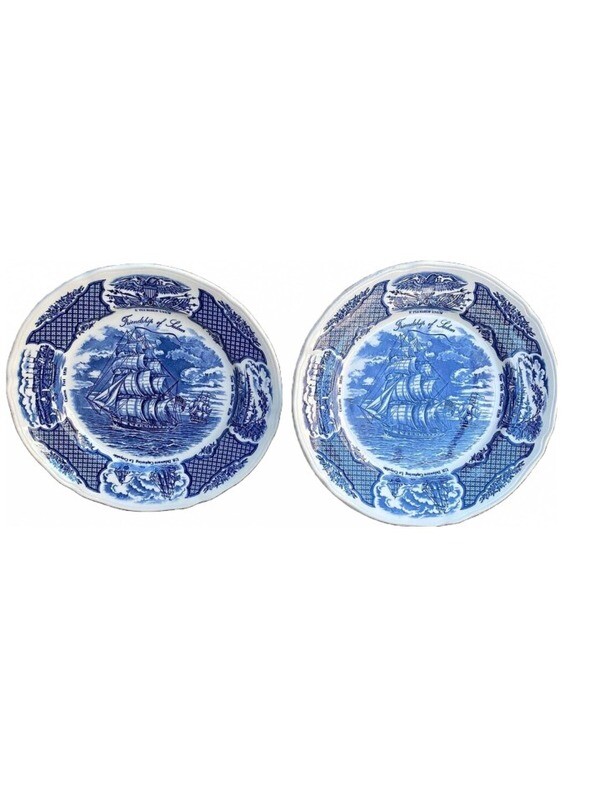 Vintage Alfred Meakin, Blue &amp; White Dinner Plates- Set of 2