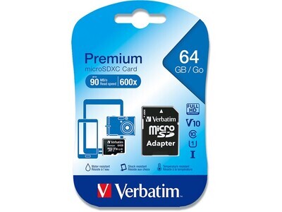 SD kort, Micro SDXC, Class 10, 64 GB, Verbatim
