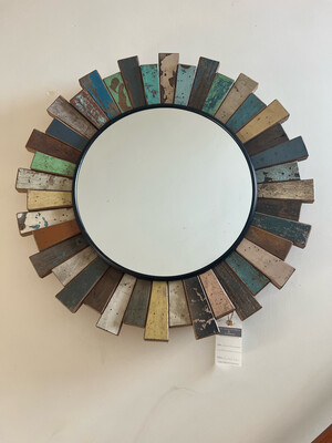 Reclaimed Round multi coloured Mirror