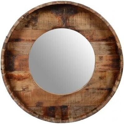 reclaimed Wood Round Rustic Mirror