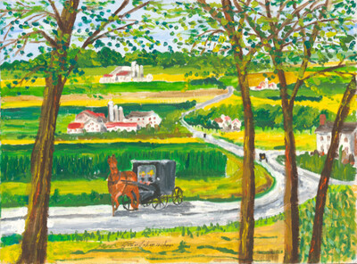 Amish Boys With Horse and Buggy, Lancaster County by John Schmiechen