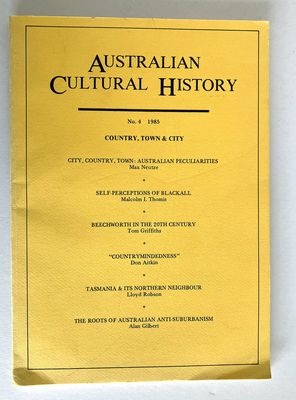 Australian Cultural History No 4 1985