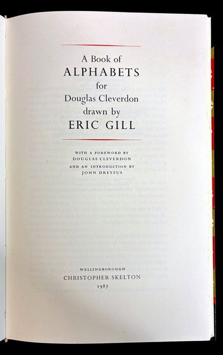 A Book of Alphabets for Douglas Cleverdon and Drawn by Eric Gill
