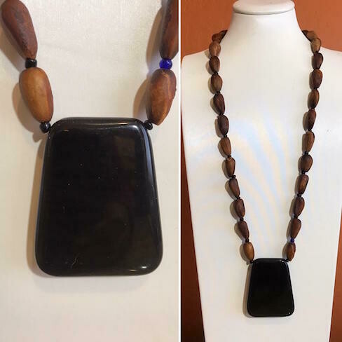 ​California Digger Pine Nut necklace with a Blk Onyx Pendant.​