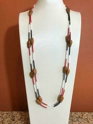 Digger Pine Nuts w/ Blk, Wht & Red Seed Beads