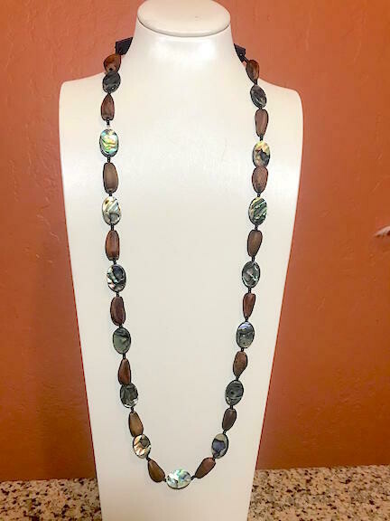 Abalone Shell &amp; Indigenous Digger Pine Nut Beaded Necklace