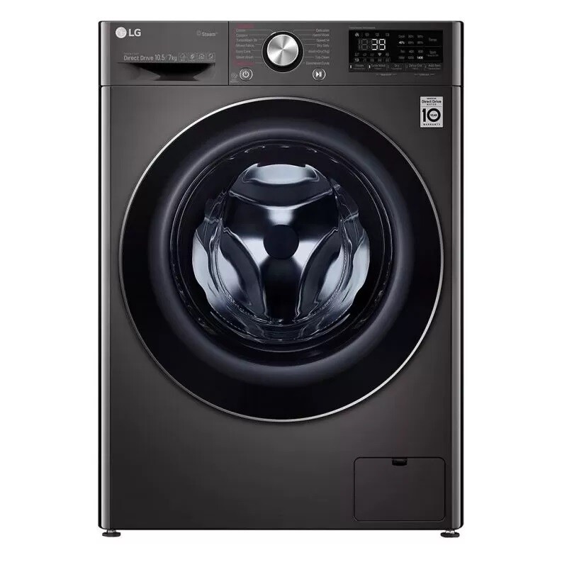 F4V9RCP2E  DD - 6MOTION   فيفاتشى ديجيتال 10.5 ك بالمجفف 7ك 1400 لف اسود - بخار LG  غسالة ملابس