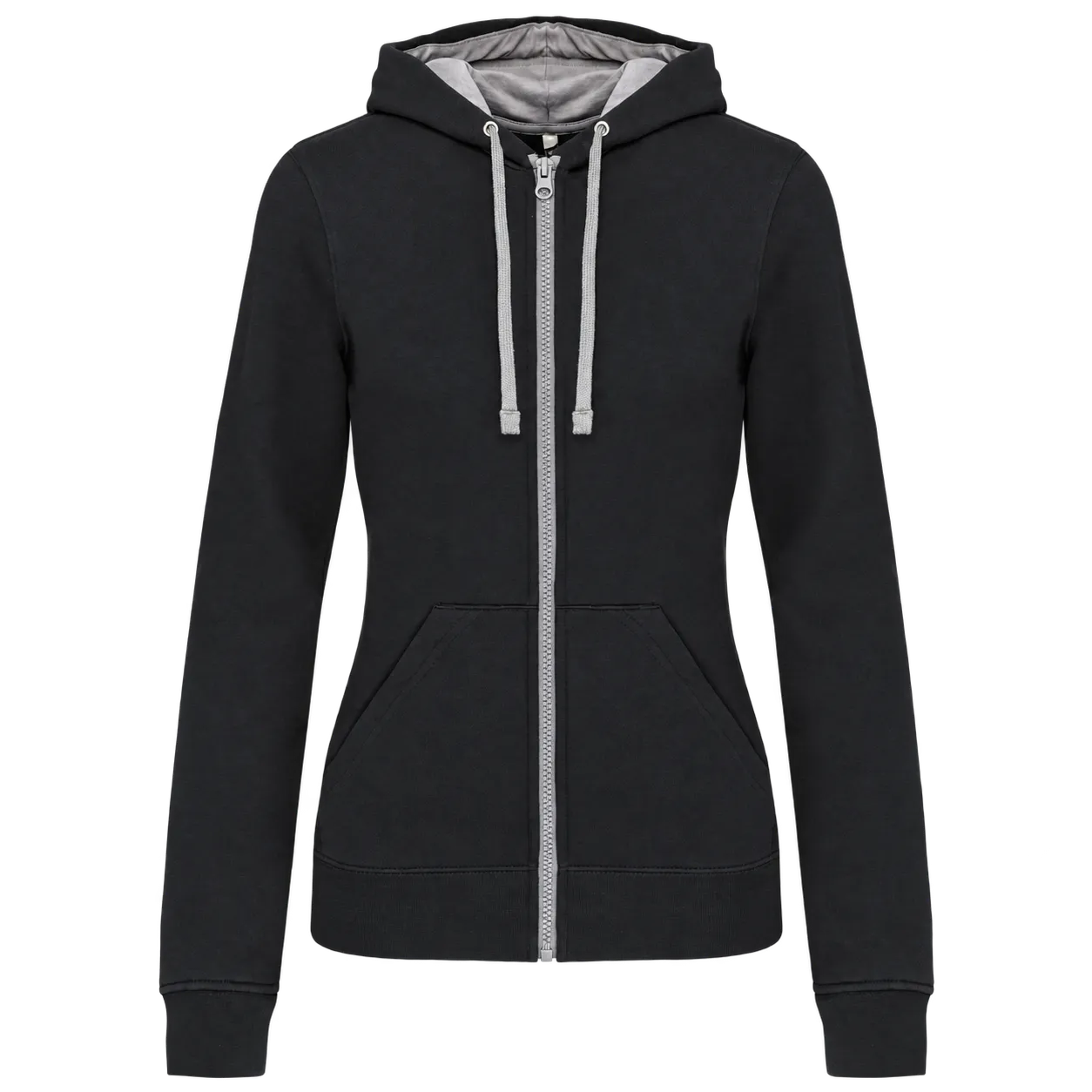 Sweat-shirt zippé capuche contrastée femme