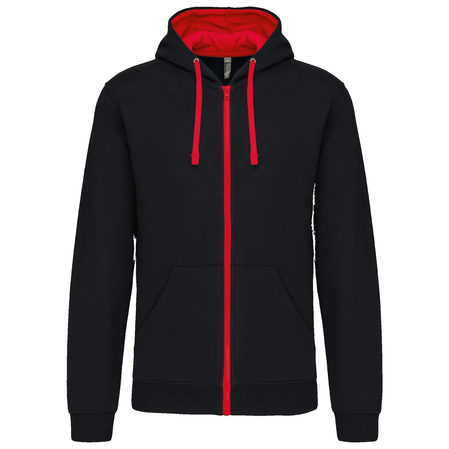 Sweat-shirt zippé capuche contrastée homme