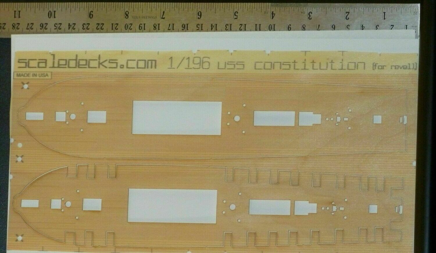 LCD-80 Wood Deck for 1/196 USS Constitution fits small Revell kit scaledecks 