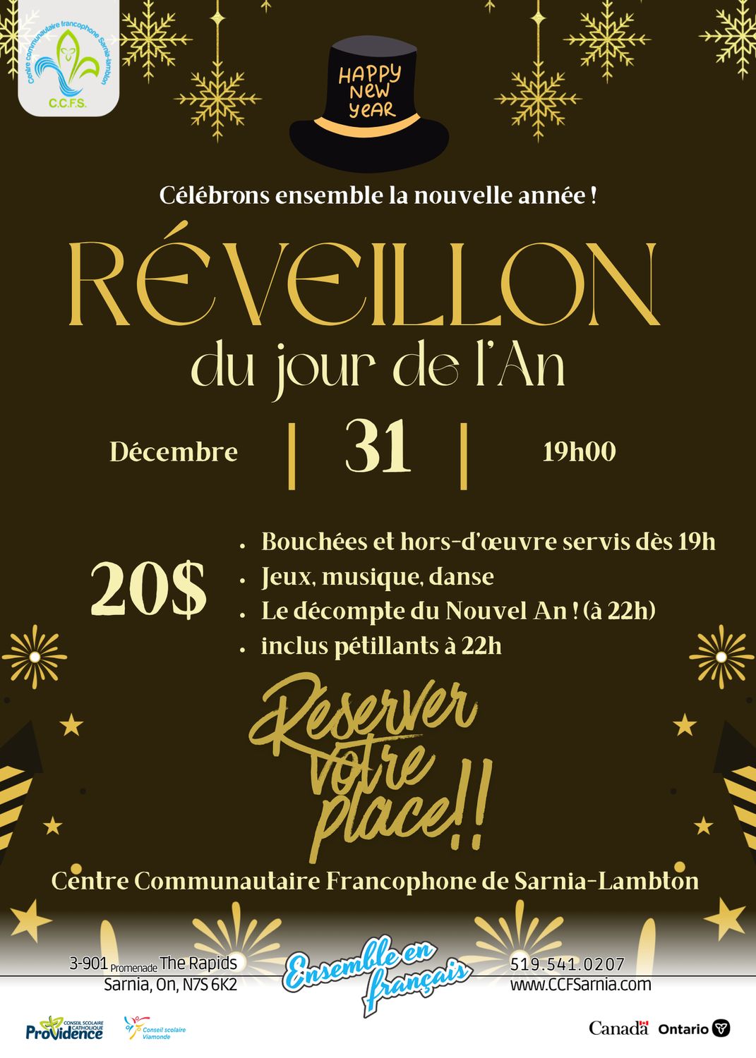 Réveillon du jour de l'An - 31 décembre Réveillon du jour de l'An - 31 décembre