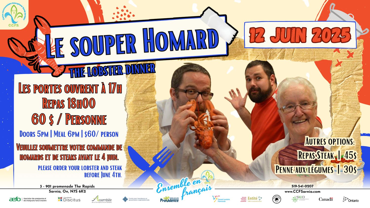 Souper homard annuel du CCFS – 12 juin 2025 Souper homard annuel du CCFS – 12 juin 2025